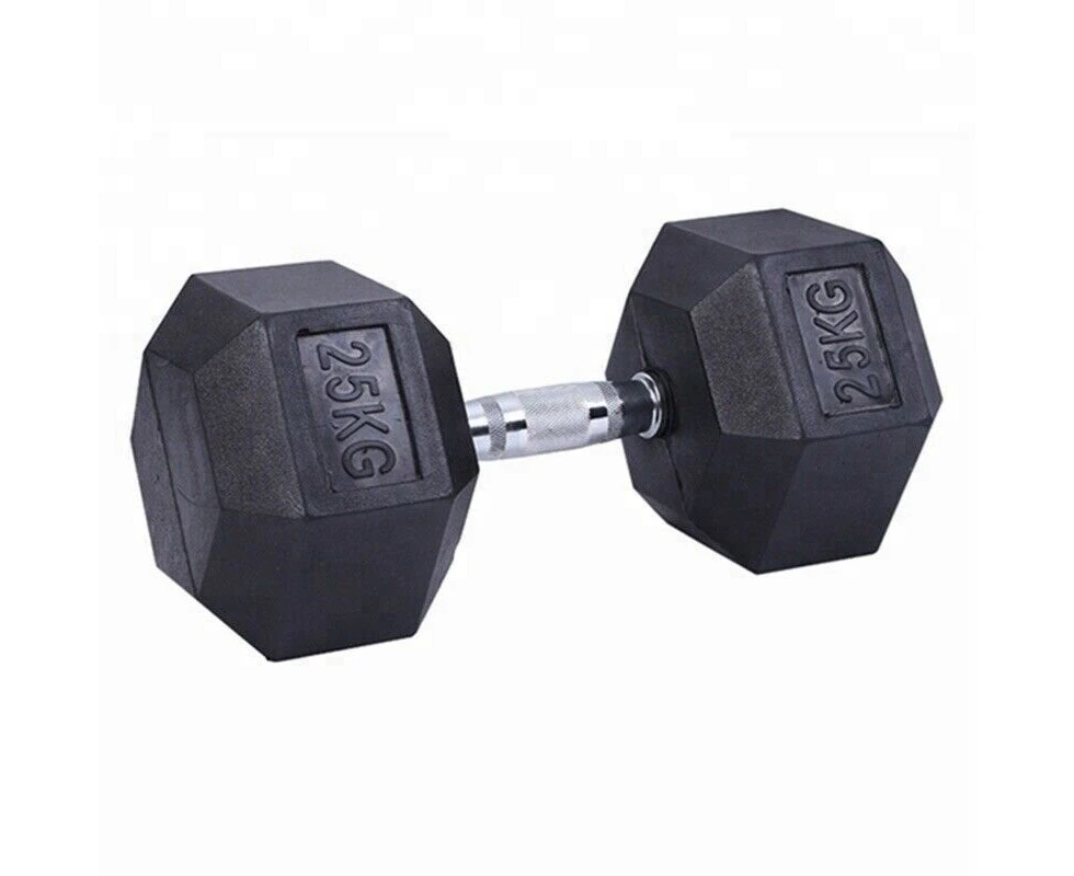 Premium Rubber Hex Dumbbell-25KG Pair