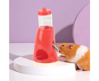 Pet Small Animals Hamster Hideout Drinking Waterer 2-in-1 Water Bottle with Base Hut for Small Animals PBA Free - Red