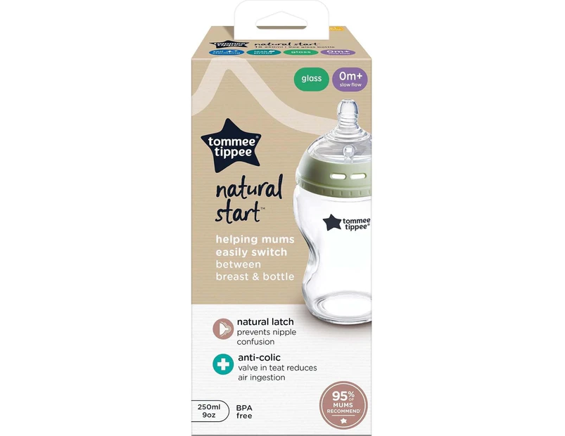 Tommee Tippee Natural start GLASS BOTTLE SLOW TEAT 1X 250ML