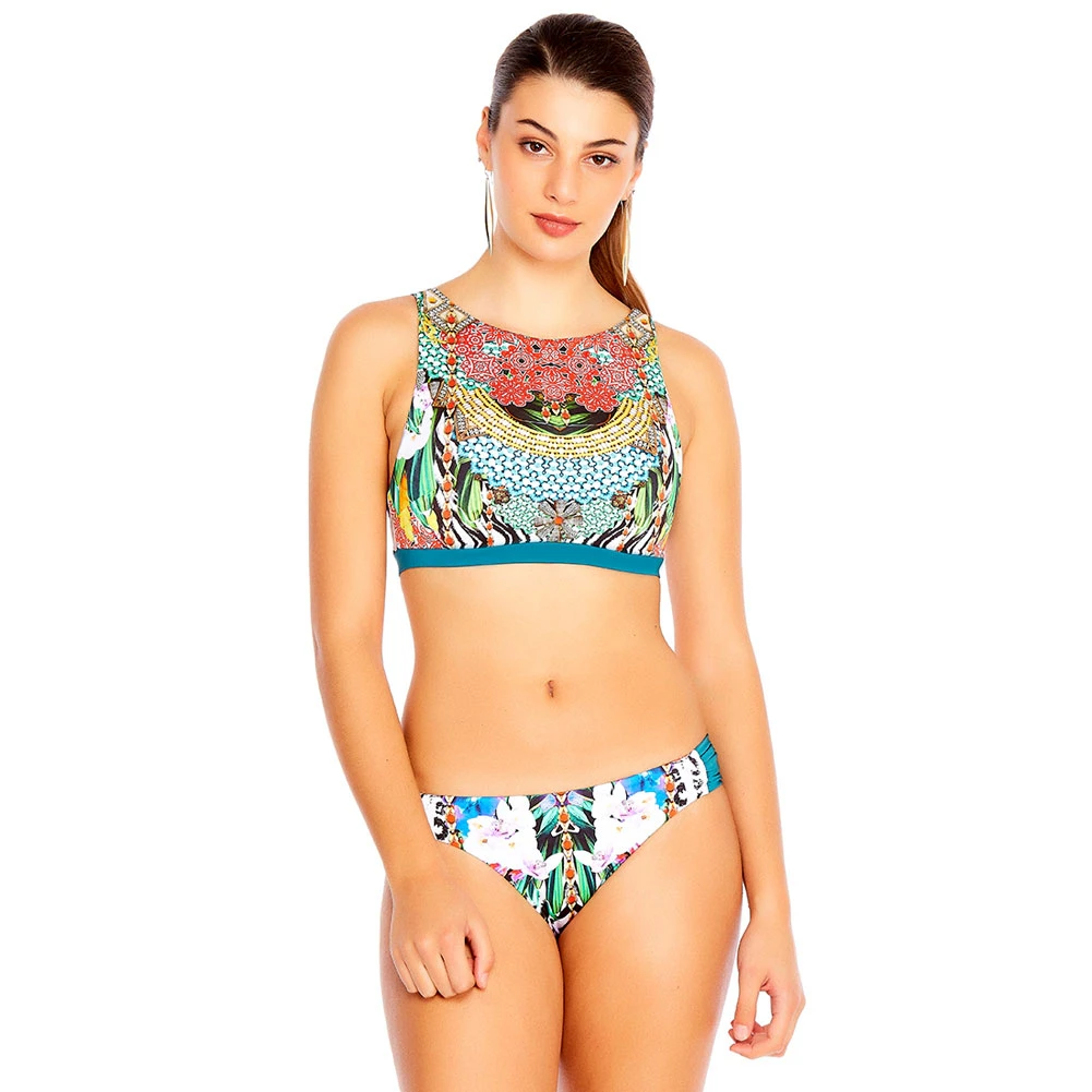 Aqua Blu Opulence High Neck Swim Top A8029OP Multi