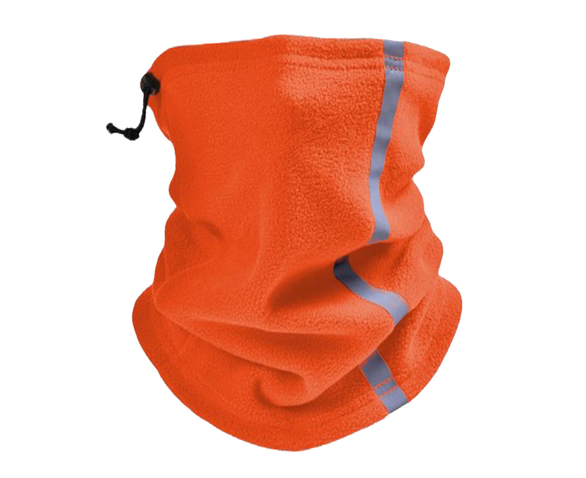 Neck Warmer Scarf Skin-friendly Breathable Reflective Design Winter Circle Loop Scarves for Outdoor-Tangerine Polyester