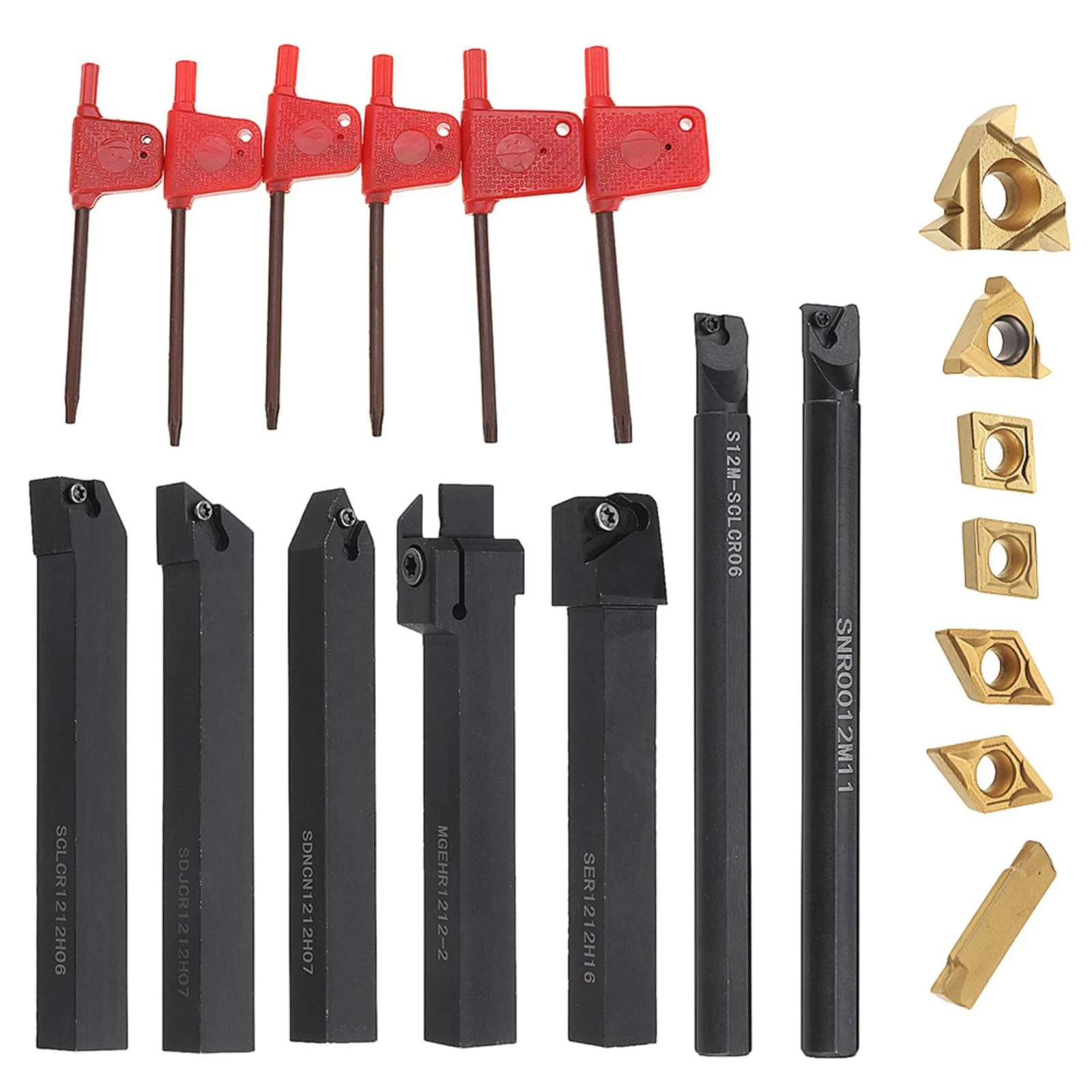 7pcs 12mm Wrench Lathe Boring Bar Turning Tool Holder Set with Carbide Inserts