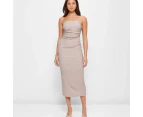 Crinkle Gathered Side Tube Dress - Lily Loves - Neutral