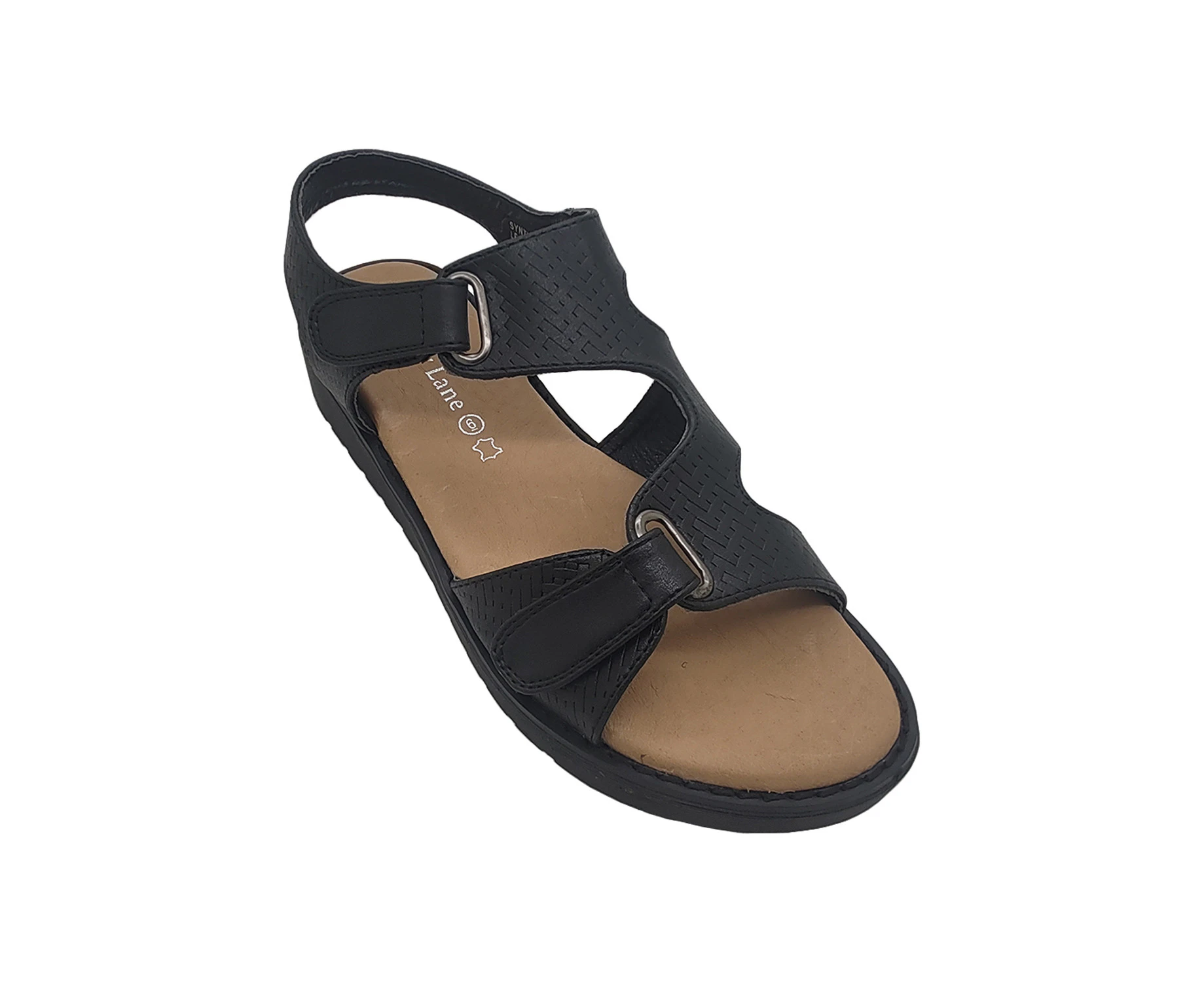 Bay Lane Banksia Ladies Sandals Summer Comfort Sole Adjustable Tab Open Style - Black