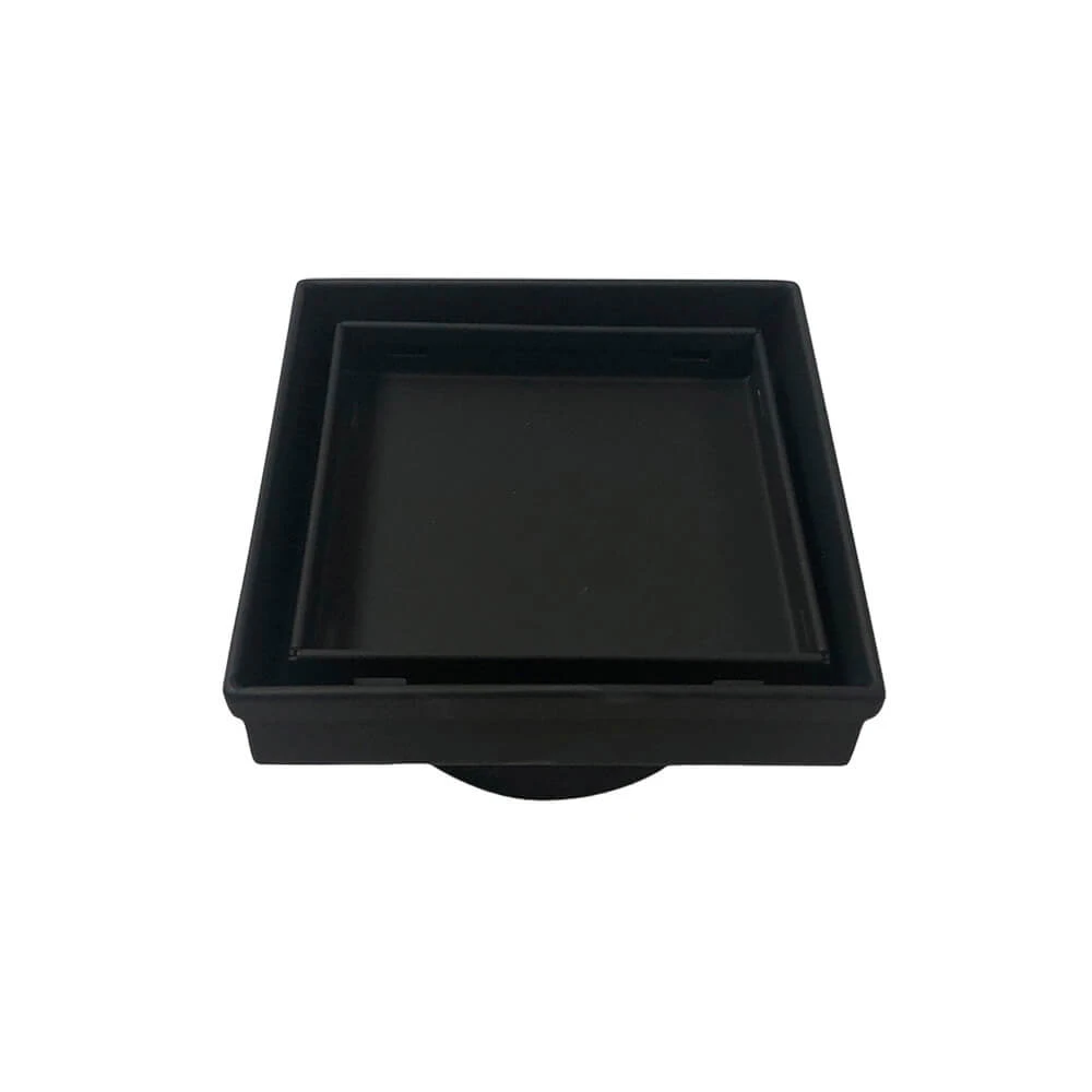 Radiant Centre Square Floor Waste - Tile Insert - 100mm x 100mm - Matte Black (38mm outlet)