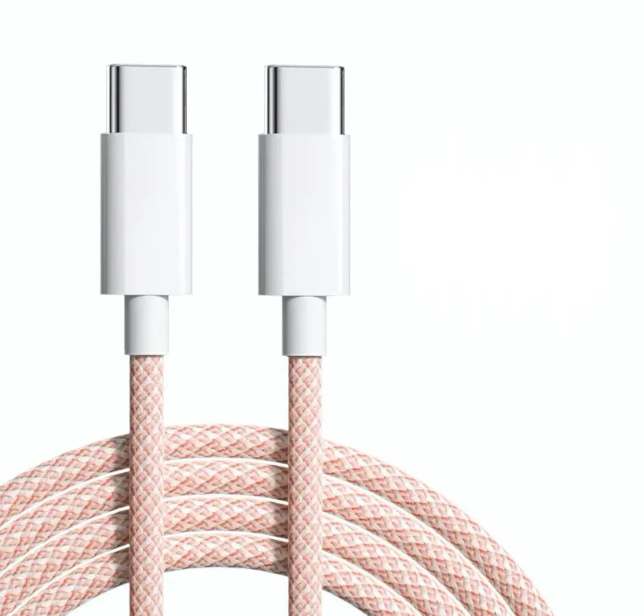 1M 2M 3M Fast Charge USB-C to USB-C Charger Cord & Data Sync Cable For iPhone Charging - Pink