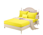 1000TC Wrap Around Elastic Fitted Sheet Set Double Queen King Super King Size Bed - Yellow