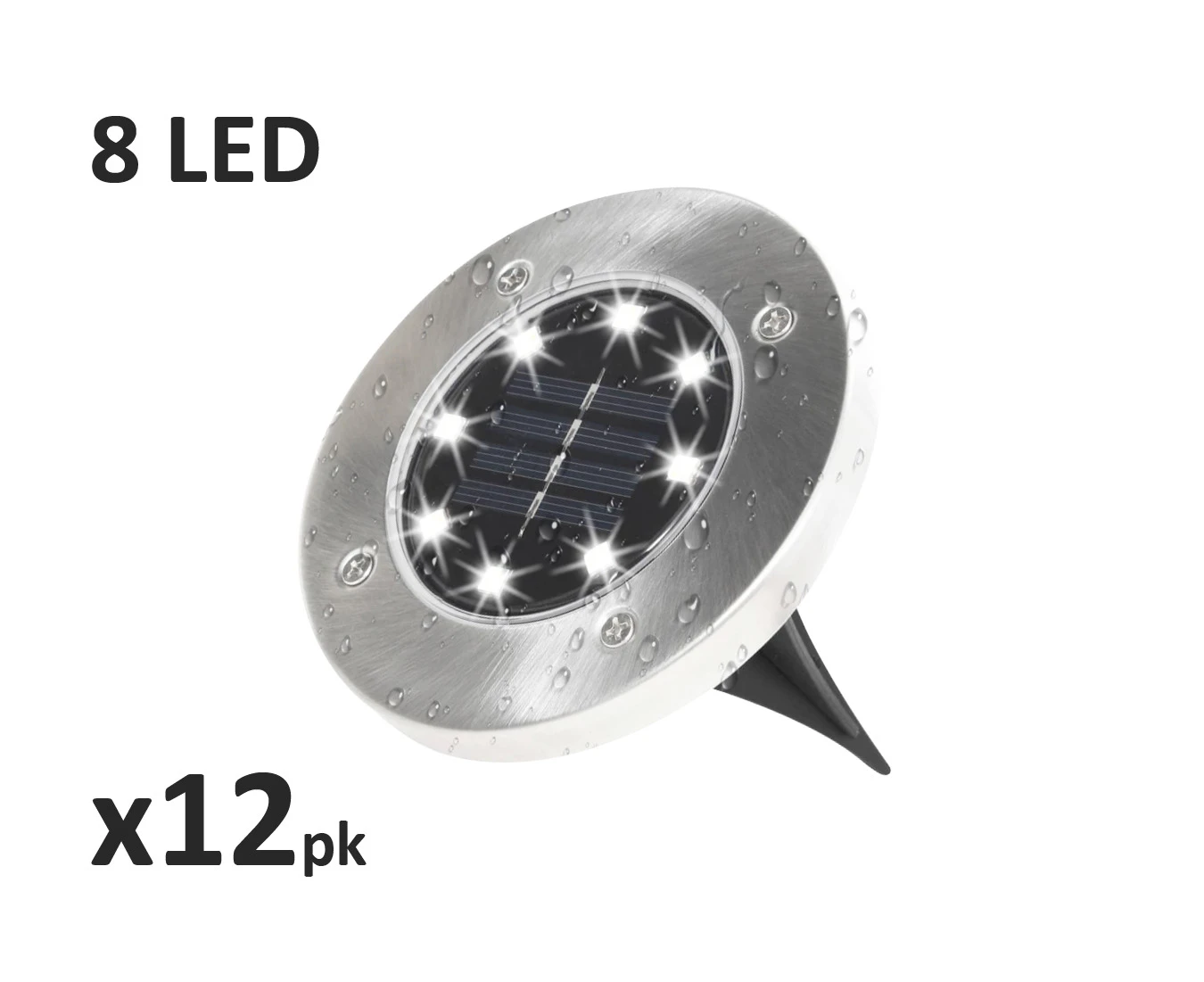 12pk New 8 LED Solar Garden Lights Outdoor Inground Lights Waterproof Stainless Steel Buried Pathway  Lights