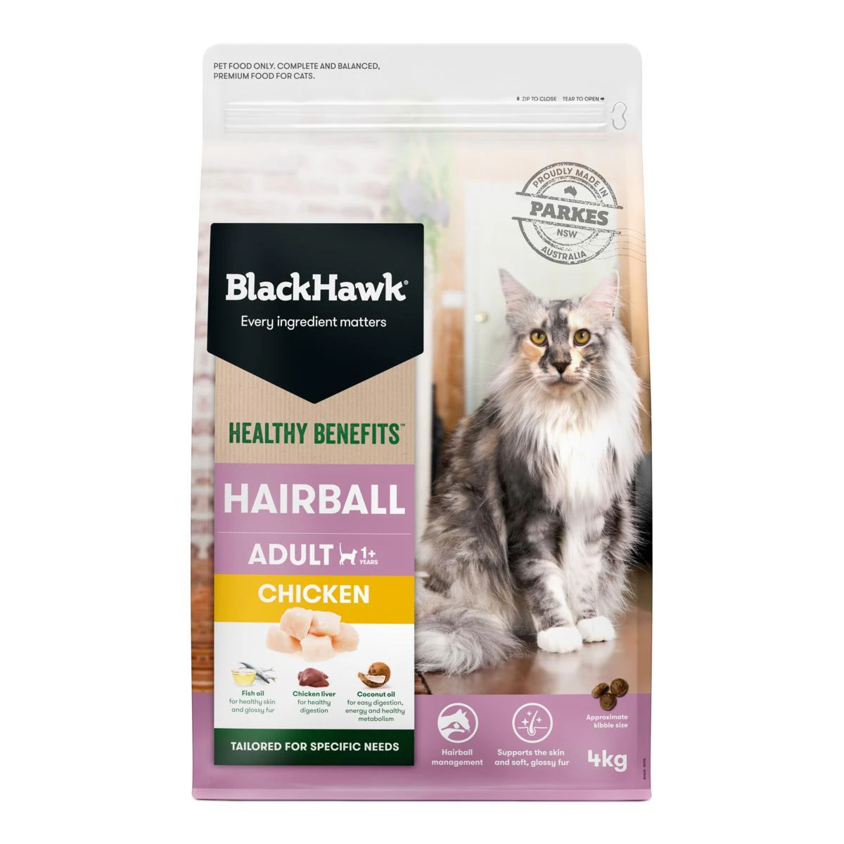 Black Hawk Healthy Benefits Hairball Dry Cat Food Chicken 4kg