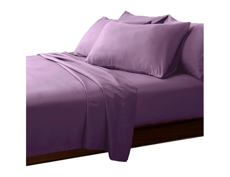 4 Piece Cotton Fitted Bed Sheet 620 Thread Count - Purple