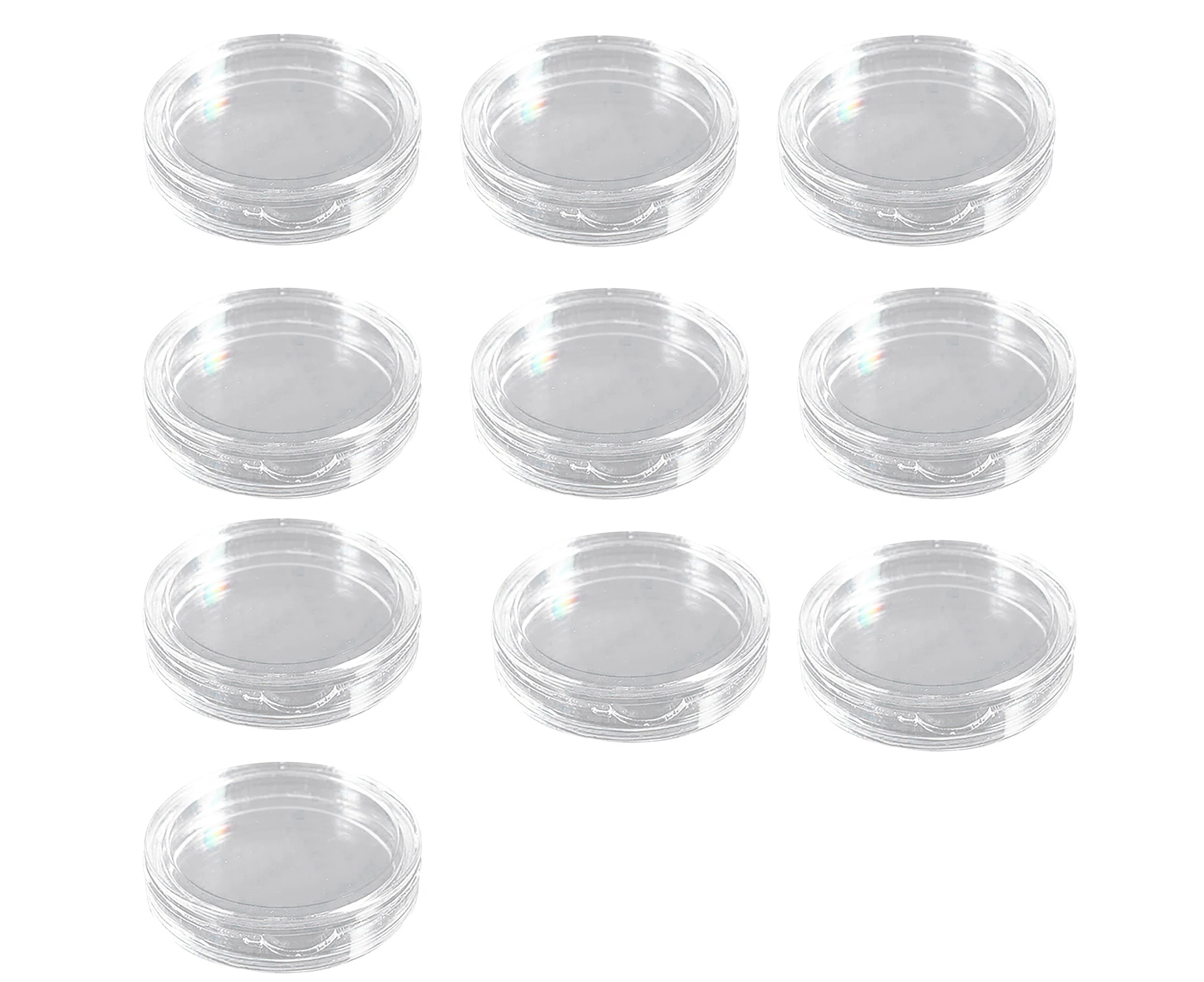 10Pcs Clear Transparent Plastic Round Coin Capsule Collecting Storage Box Case Holder