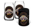 Wests Tigers NRL Set of 2 Can Shaped Glasses and Can Cooler Gift Set