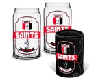 St Kilda Saints AFL Set of 2 Can Shaped Glasses and Can Cooler Gift Set