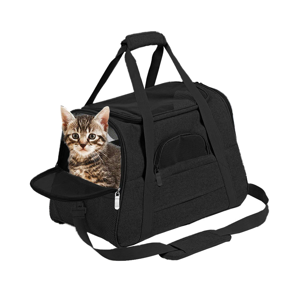 Cat Pet Carrier Travel Carrier Pet Bag for Small Medium Cats Black