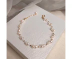 Designer Genuine White Freshwater Pearl Cluster Bracelet in Gold