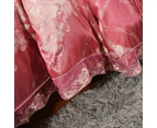 Jacquard Floral Queen King Size Doona Duvet Quilt Cover Set Bedding Pillowcases - Pink