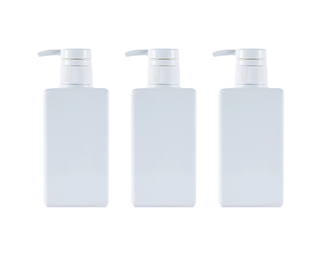 3Pack  Shampoo And Conditioner Bottles, 150Ml Plastic Pump Dispensers, Square Empty Bottle For Body Wash, Essential Oil, Soap Liquid, Lotion,Milky White