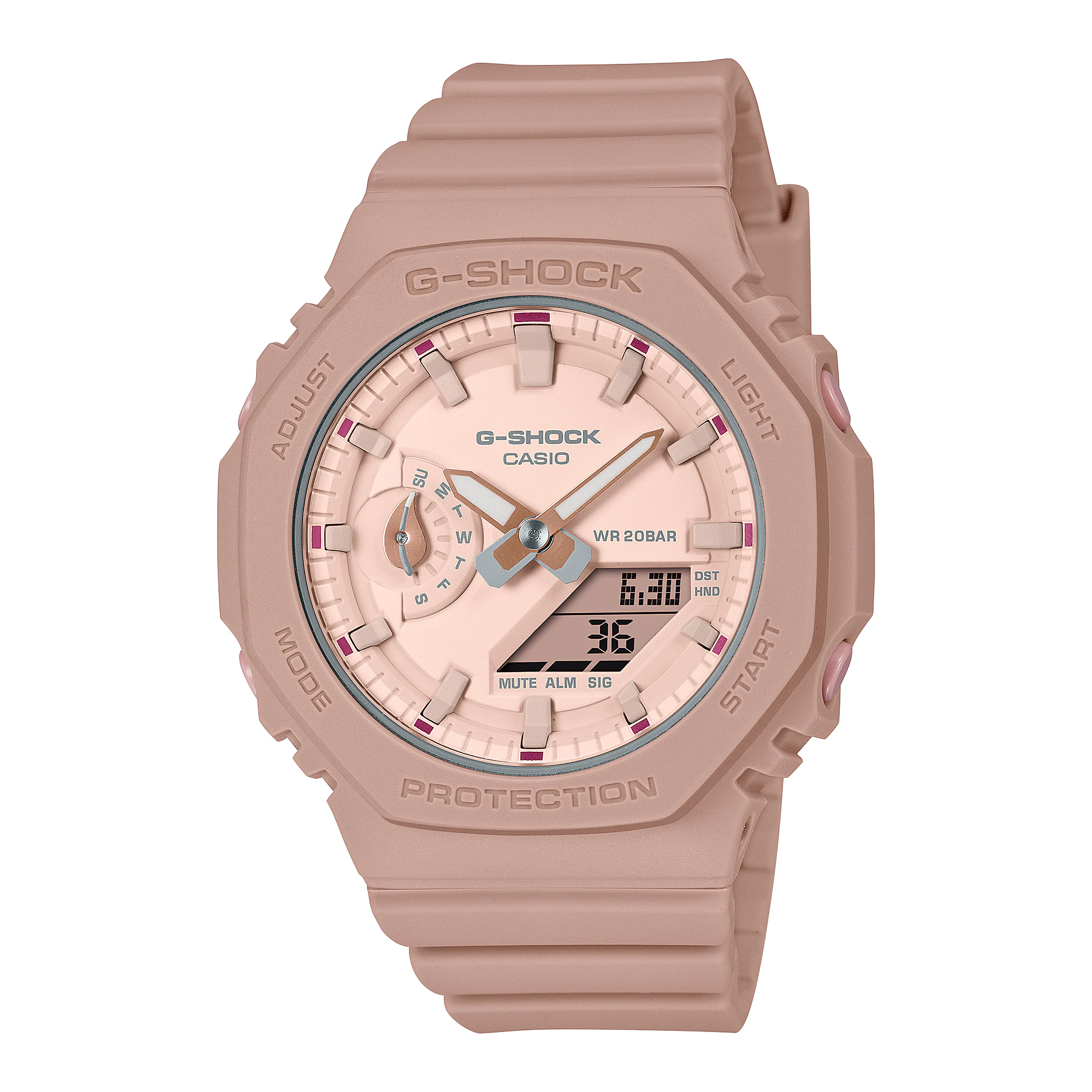 G-Shock Analog Digital Pink Dial Resin Band Watch GMA-S2100NC-4A2