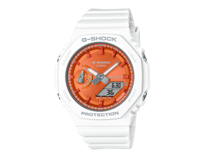 G-Shock Analog-Digital Orange Dial White Resin Band Watch GMAS2100WS-7A