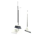 180-Degree Rotating Broom and Foldable Standing Dustpan Set with Scraper for Home Office White