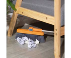 180-Degree Rotating Broom and Foldable Standing Dustpan Set with Scraper for Home Office Orange