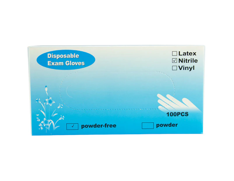 Disposable Nitrile Gloves Powder Free 100 Pack Medium Size