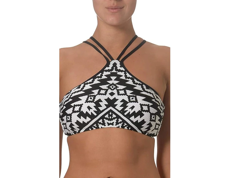 Seafolly Kasbah High Neck Tank Bikini Top - Black & White