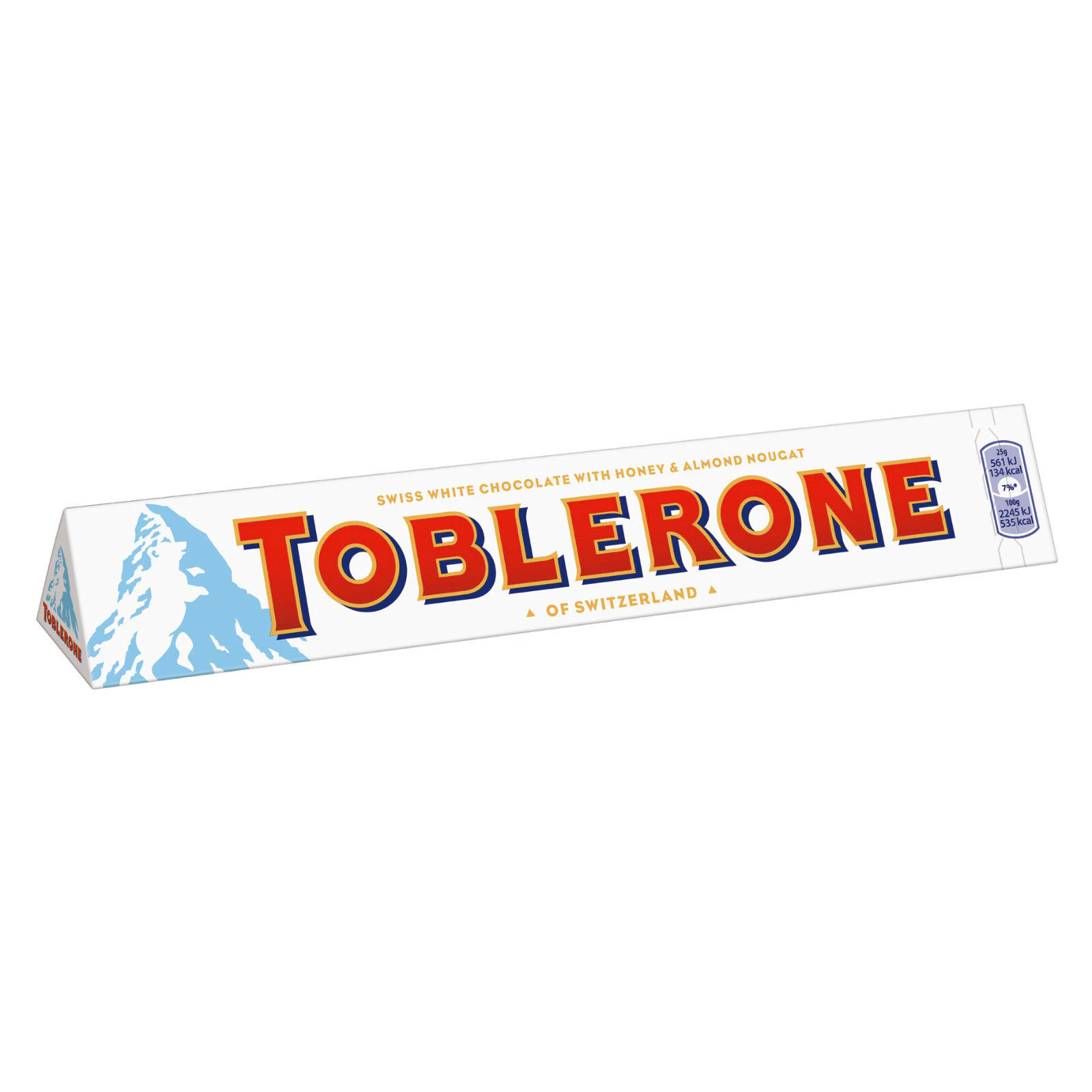 Toblerone White Chocolate With Honey Almond Nougat Chocolate Bar 100g