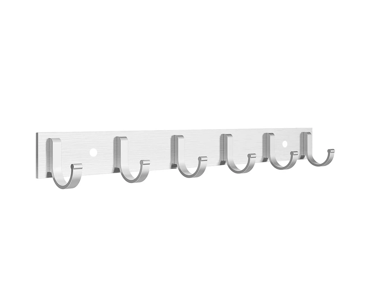 Bar with 6/8 Hooks Made of Stainless Steel Bathrobe Hooks Wall-Mounted - Square