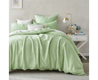 European Flax Linen Plain Dyed Duvet Doona Quilt Cover Set - Sage