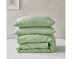 European Flax Linen Plain Dyed Duvet Doona Quilt Cover Set - Sage