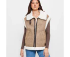 Oversized Sherpa Vest - Lily Loves - Brown