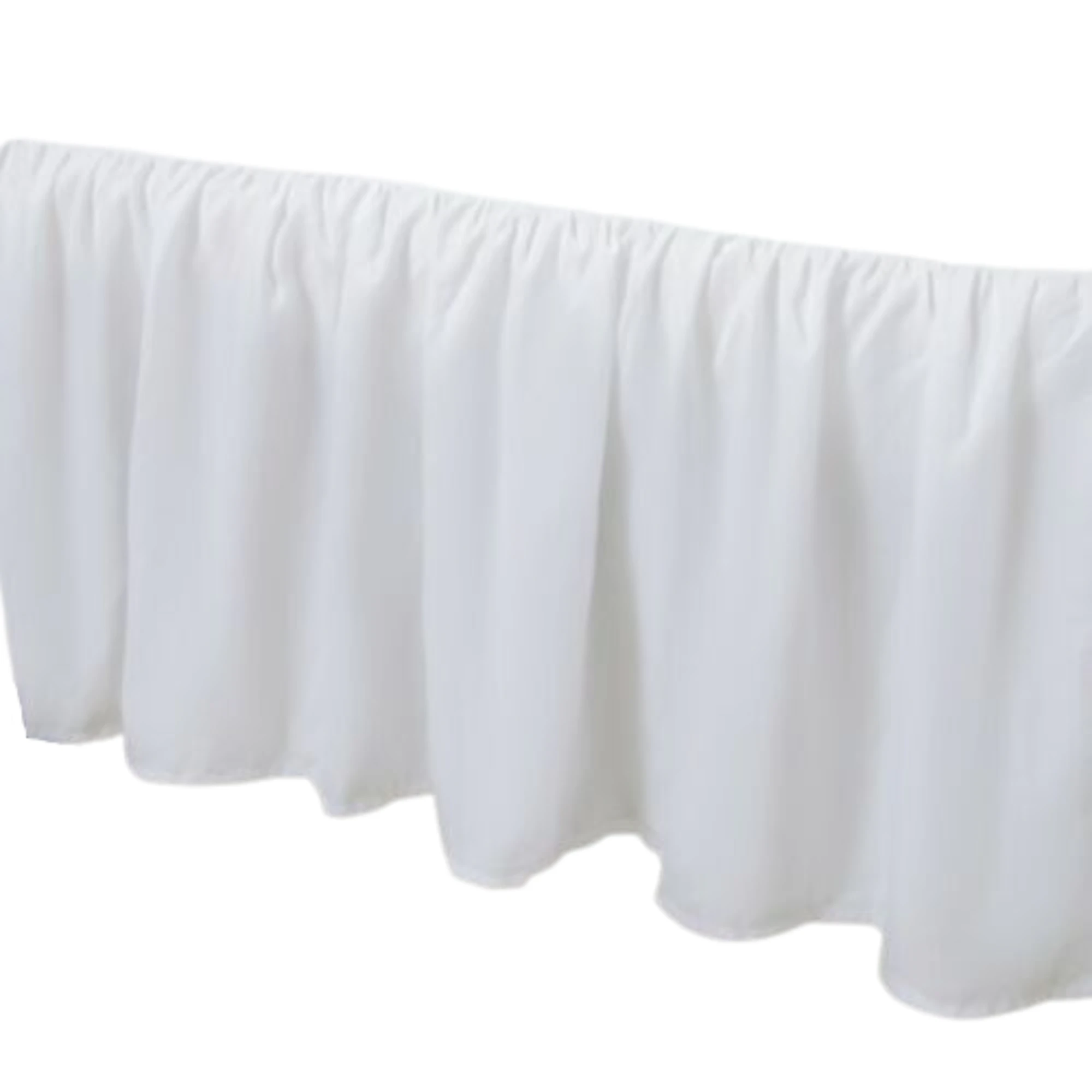 Ruffled Platform Bed Skirt Valance Split Corners Dust Ruffle Brushed Microfiber - White