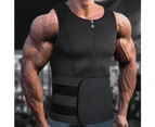 Men Neoprene Sauna Zipper Waist Trainer Vest Tank Top Trimmer Body - Black