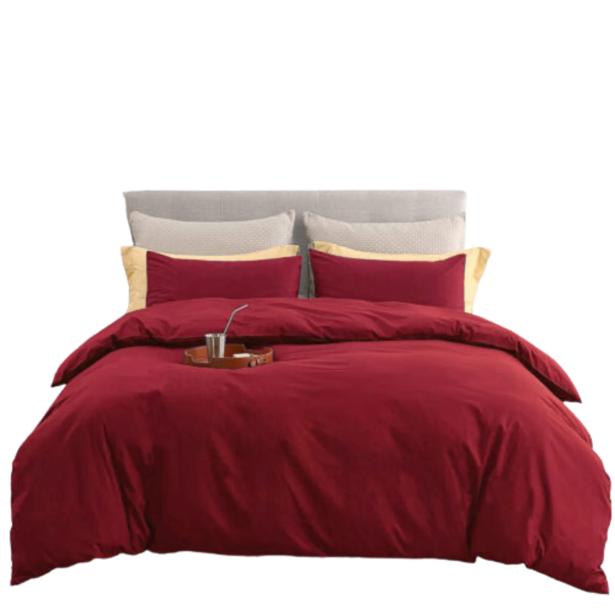 2000TC Ultra Soft 3 Pcs Quilt Cover Doona Set Single Double Queen King Super King Bed - Burgundy