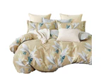 Reversible Cotton Quilt Cover Set - Greta Leaf Gold Yellow