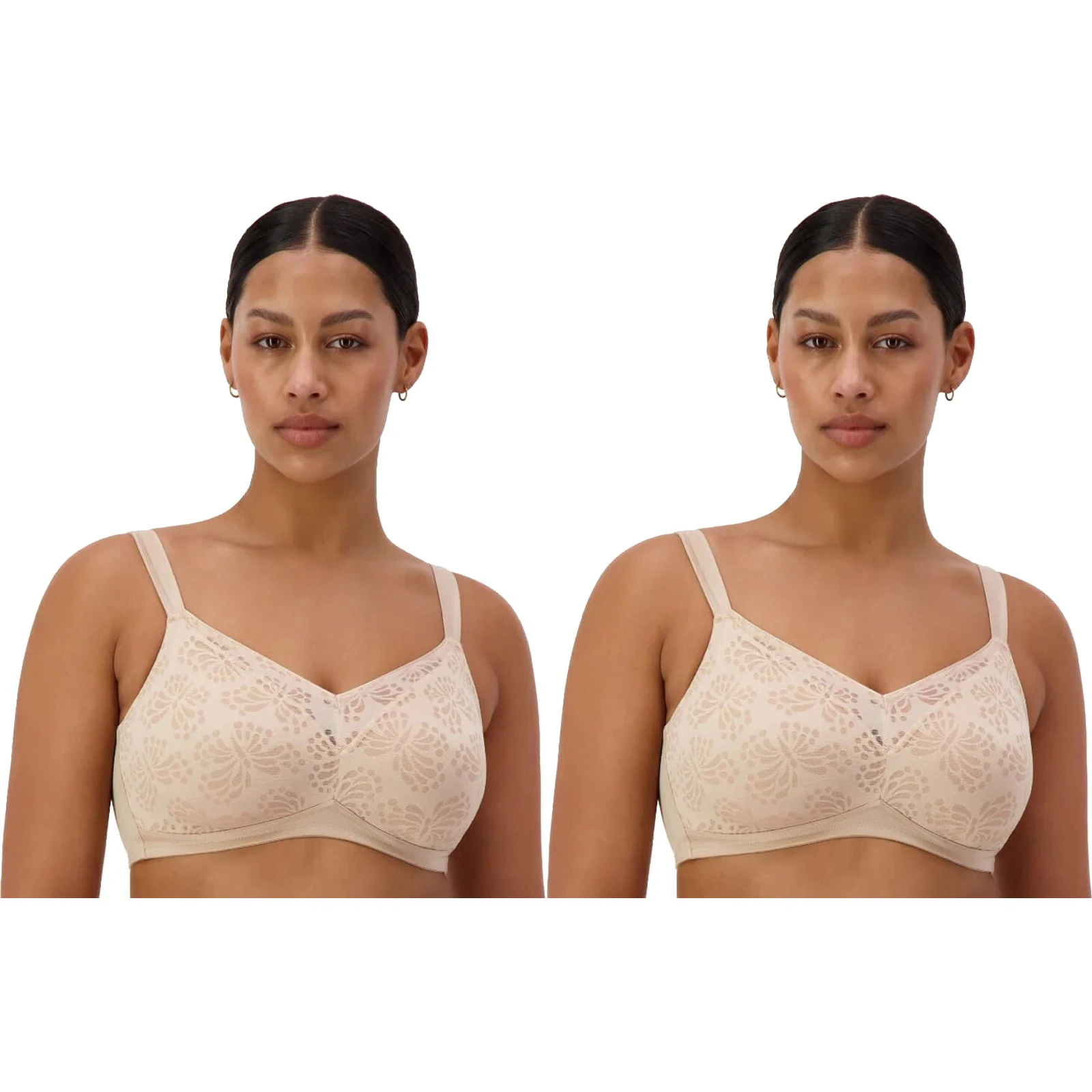 2x Triumph Lacy Wire Free Minimiser N Women Full Coverage Lingerie Bra New Beige Bulk