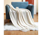 Anyhouz 127*172cm Light Green Blanket Home Decorative Thickened Knitted Corn Grain Waffle Embossed Winter Warm Tassels Throw Bedspread
