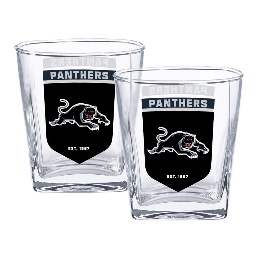 Penrith Panthers NRL Set of 2 Spirit Glasses 250ml Glass Logo Design