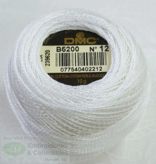 DMC Perle 12 Cotton #B5200 WHITE 10g Ball 120m