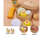 2 Sets Kids Pretend Play Toy Kitchen Cooking Toy Steamed Toy Food Chinese Breakfast Food Play Set Dollhouse Furniture (26Pcs)--