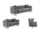 Madeline Range - Dark Grey Velvet - Silver Trims