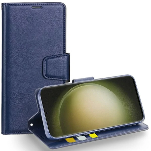 For Samsung Galaxy S23Ultra Case, Hanman Wallet Leather Flip Magnetic Stand Case Cover (Navy Blue)