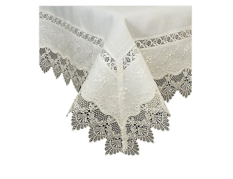 Antique White Bettina Lace Square Doily Table Topper 100x100cm