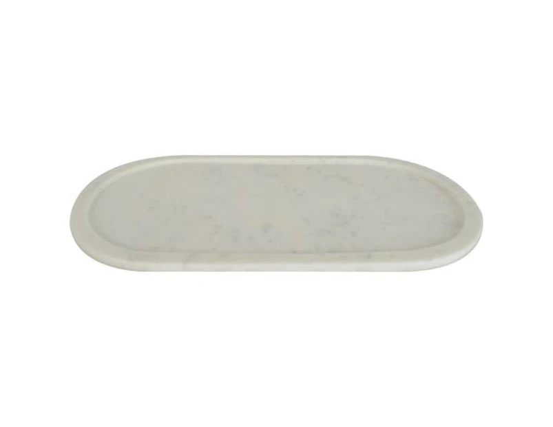 Bridgette Marble Oval Tray in White - Small