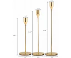 Gold Candle Holders Set of 3 for Taper Candles, Decorative Candlestick Holder for Wedding, Dinning, Party, Fits 3/4 Inch Thick Candle&Led Candles (Metal Ca