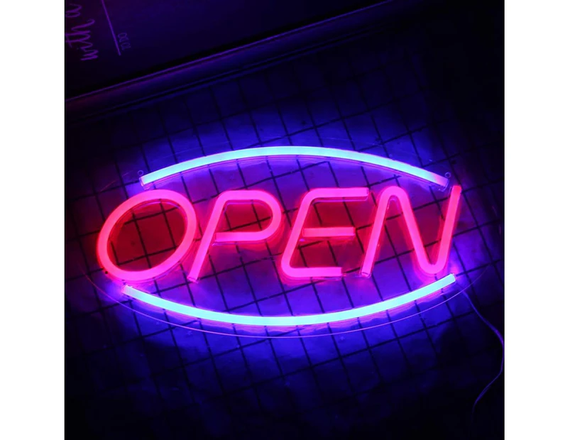 Neon Open Sign for Shop Two Light Modes, Steady Flashing Electronic Illuminated Signs for Shop Wall Glass Window Store