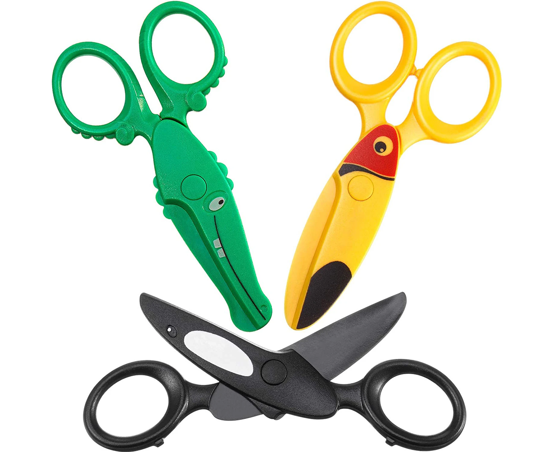 3 Pieces Toddler Safety Scissors In Animal Designs, Kids Preschool Training Scissors Child Plastic Art Craft Scissors