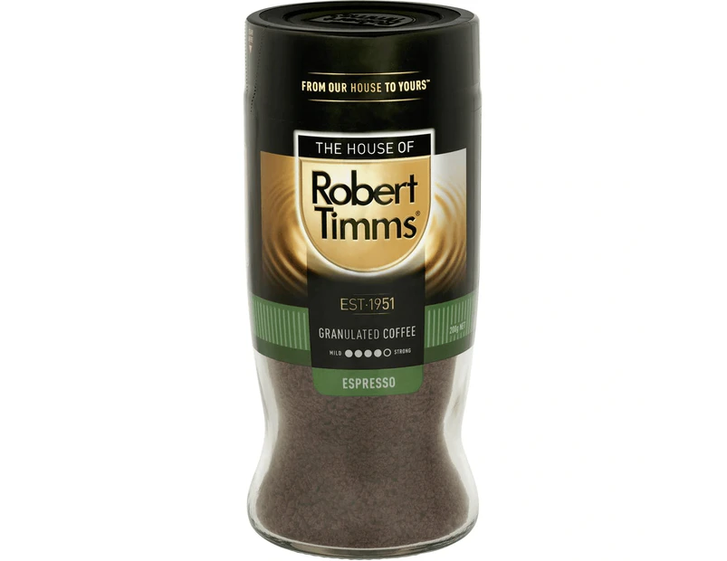 Robert Timms Premium Espresso Granulated Instant Coffee Jar 200g