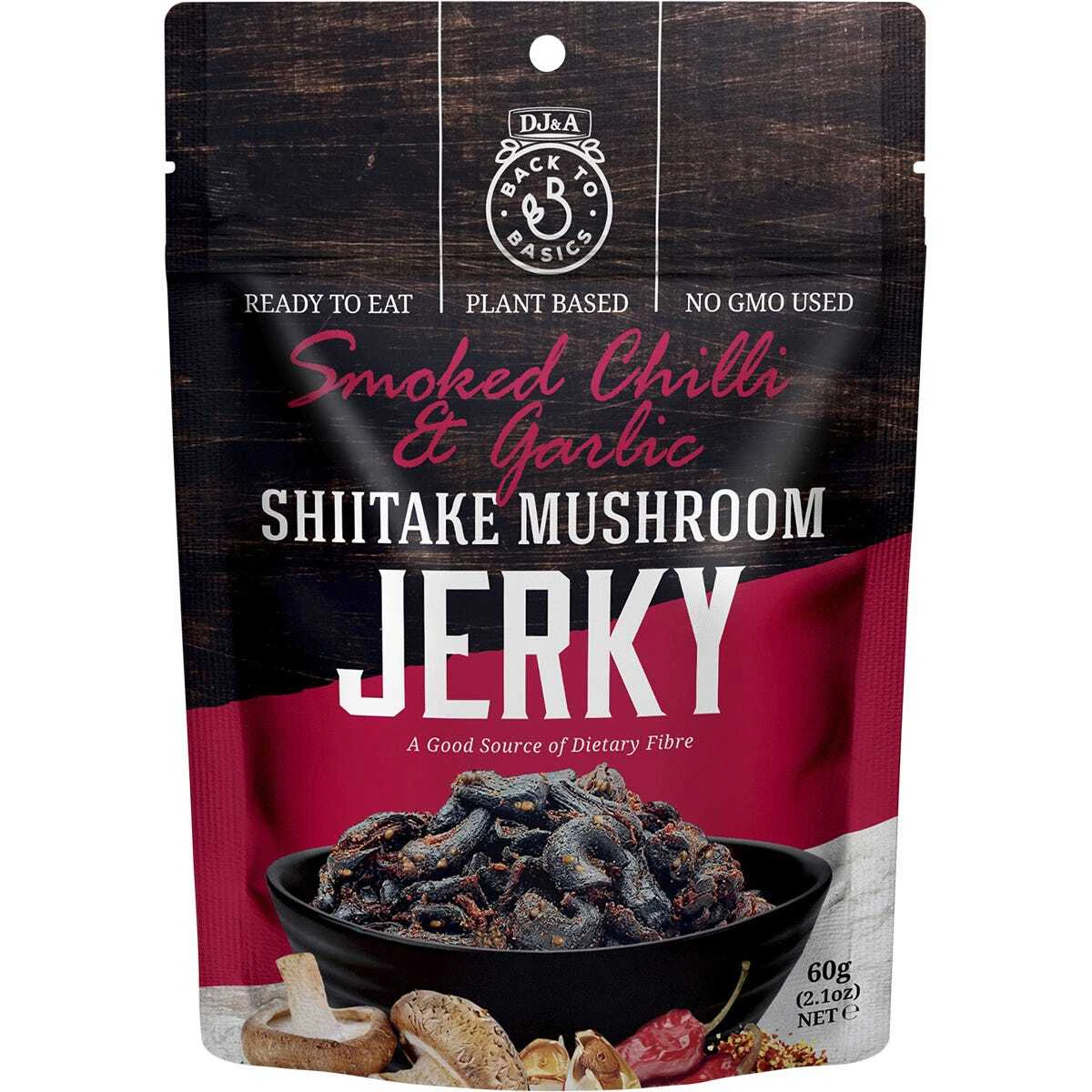 Vegan Shiitake Mushroom Jerky - Chilli & Garlic (12x60g)